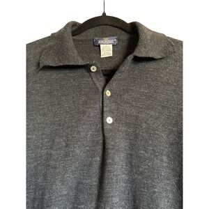 Italian Office Casual Anonimo Mens Gray 100% Merino Wool Collared Sweater Sz L